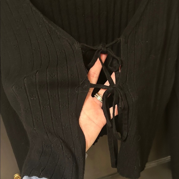 Elegant Black Women's Tie Top - Picture 2 of 2